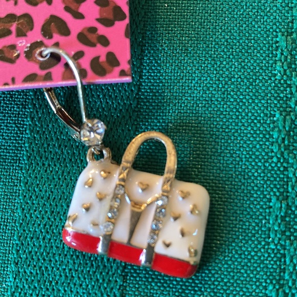 Vintage Betsey Johnson Handbag Earrings With Rhinestones - Picture 2 of 4